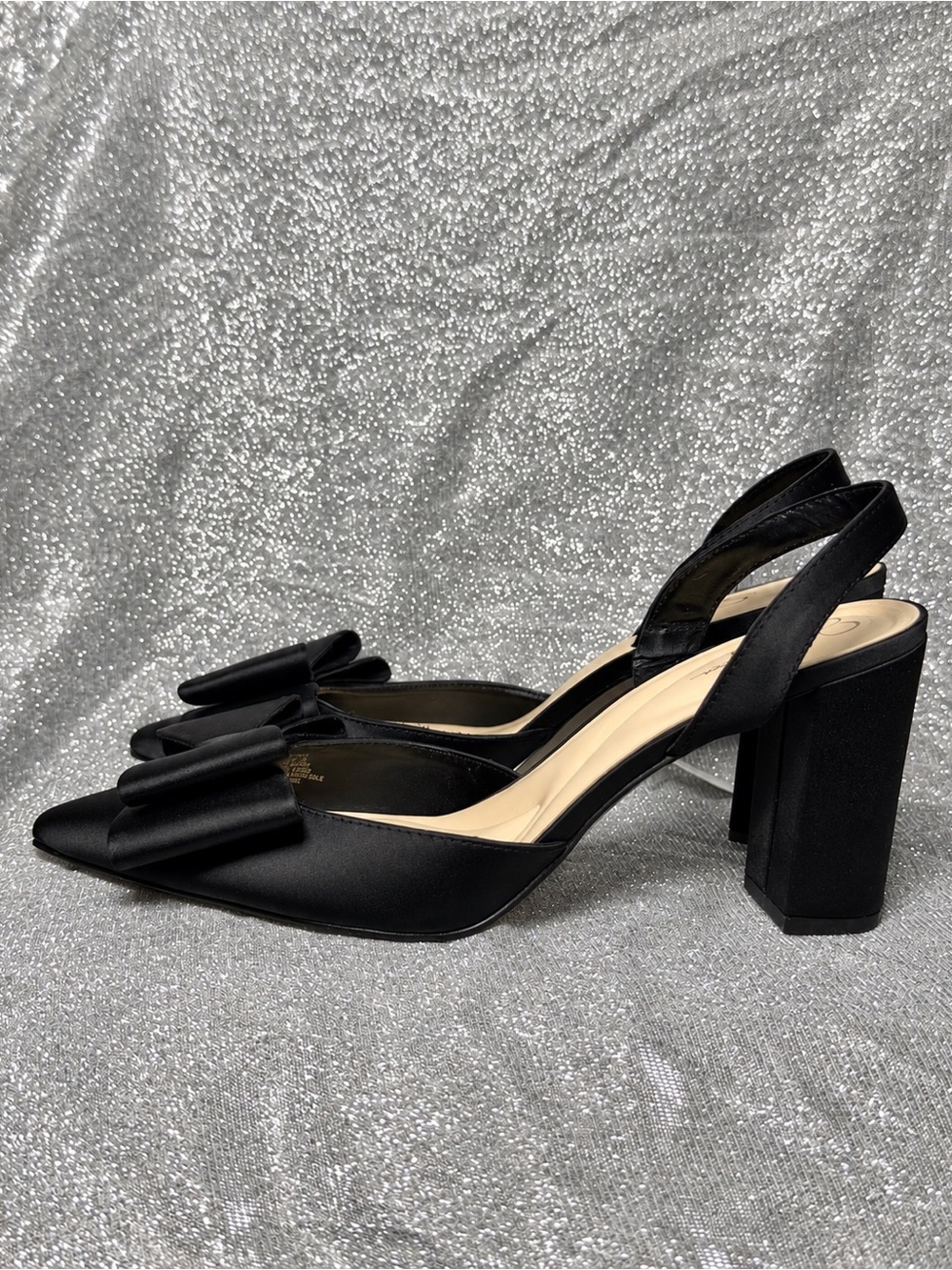 Jessica Simpson Black Pointed-Toe Slingback Bow Heels - Picture 7 of 10